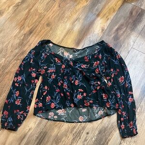 American Eagle Outfitters Black Floral Blouse